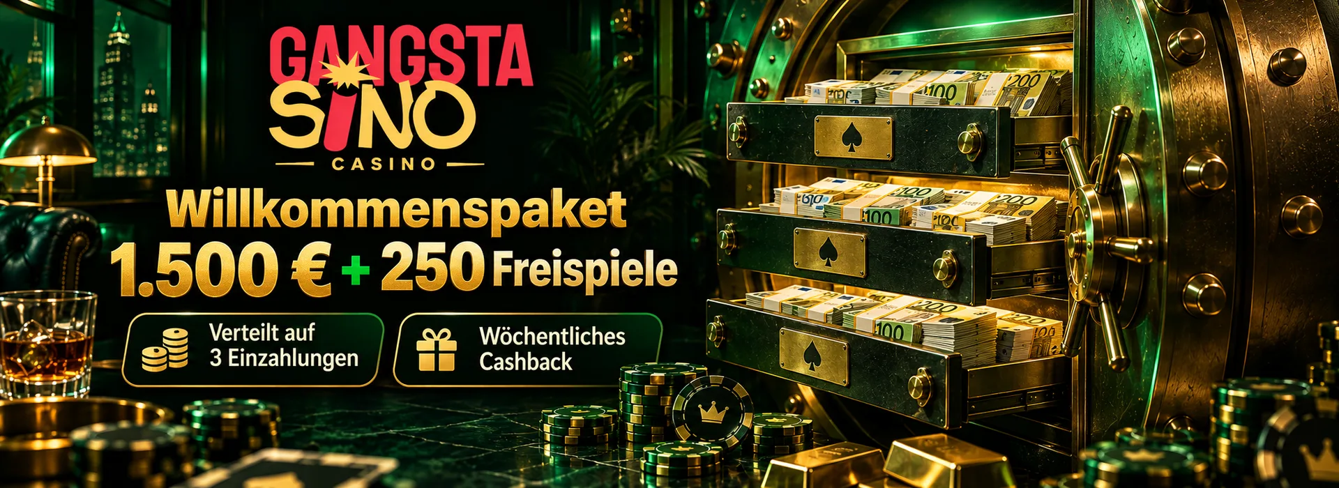 1.500 € + 250 Freispiele auf drei Einzahlungen